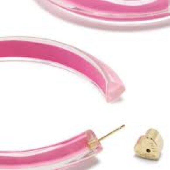 Alison Lou "Loucite" Groovy Jelly Hoop Earrings - Pink Carnation (NWT) - Picture 5 of 5